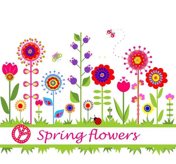 Spring flowers. Seamless border — Stock Vector