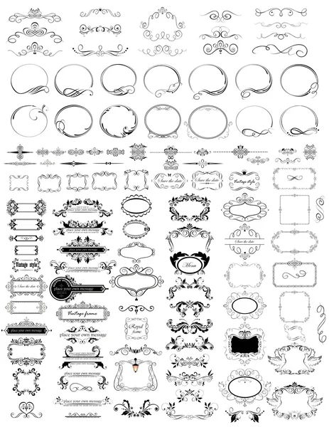 Set of vintage elements (frames, headers, rulers) — Stock Vector