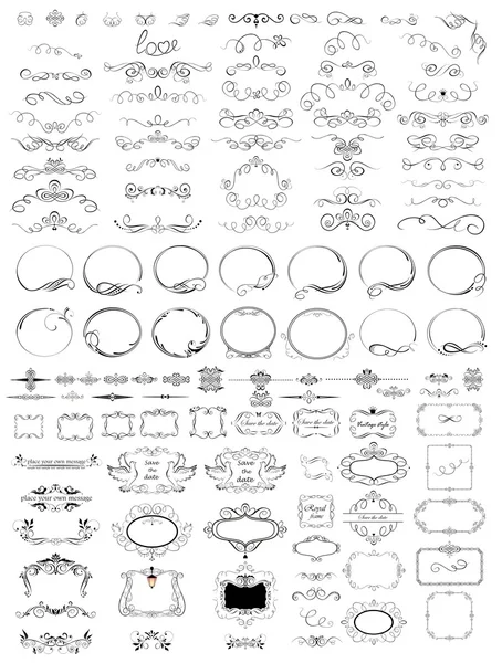 Collection of vintage frames, headers and titles) — Stock Vector