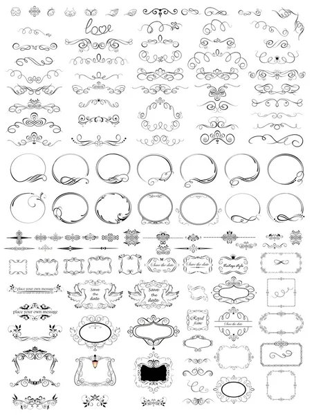 Collection of vintage frames, headers and titles) Stock Vector