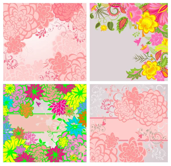 Vintage retro floral cards — Stock Vector