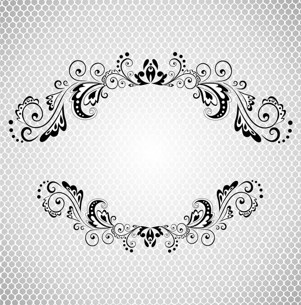 Vintage frame with lacy background (black and white) — Stock Vector