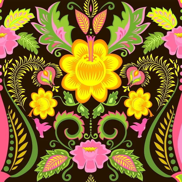 Vintage-Tapete mit Blumenmuster und Federn — Stockvektor