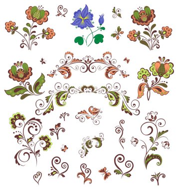 Çiçeklerle süslü retro tasarımı