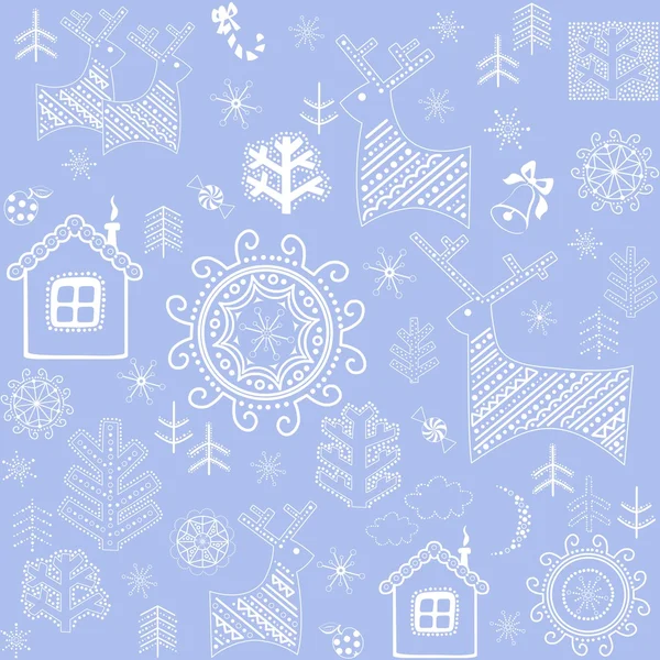 Neujahr blaue Tapete mit Winter-Print — Stockvektor