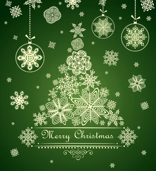 华丽的圣诞绿色卡片 — 图库矢量图片