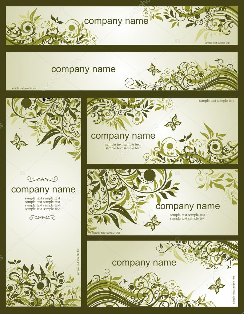 Collection of floral retro olive templates