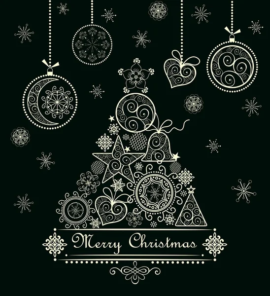 Christmas decorative lacy card — Stock Vector