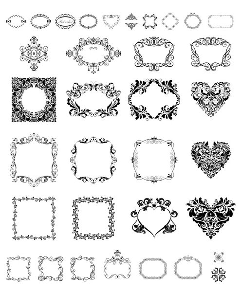 Collection of vintage frames and vignette — Stock Vector