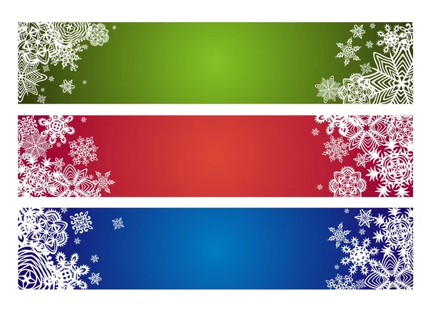 Bannière horizontale d'hiver avec flocons de neige en papier — Image vectorielle