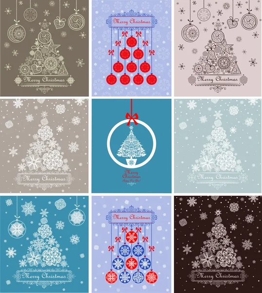 Xmas decoratieve wenskaarten — Stockvector