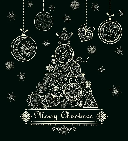 Christmas decorative lacy card Stock Illustration