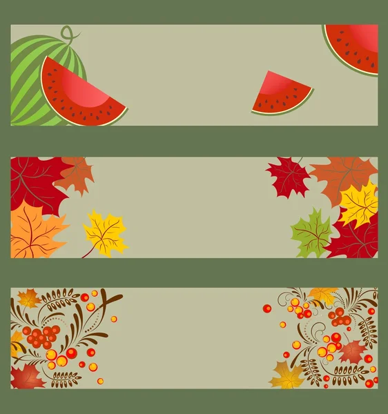 Collection of autumnal horizontal banners — Stock Vector