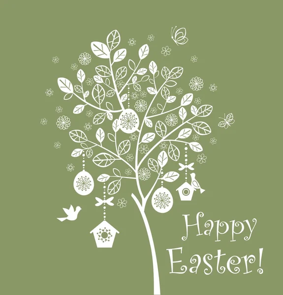 Card with Easter tree — Stock Vector