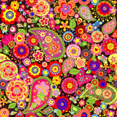 Spring colorful floral wrapper with mankolam clipart