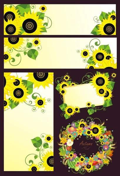 Design mit Sonnenblumen — Stockvektor