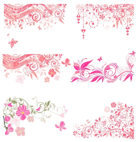 Collection de bordures roses décoratives — Image vectorielle