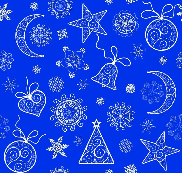 Xmas blue wallpaper with vintage pattern — Stock Vector