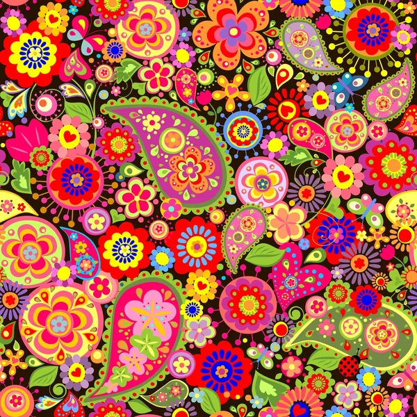 Envoltura floral colorida de primavera con mankolam — Vector de stock