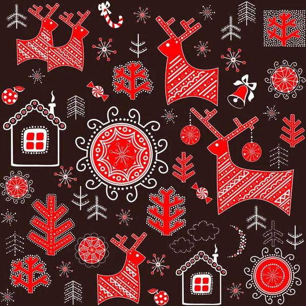 Winter retro wrapper with abstract red pattern — Stock Vector