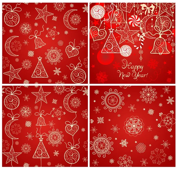 Colección de papel pintado rojo mágico de Navidad — Archivo Imágenes Vectoriales