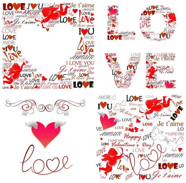 Utskrifter med kärlek för alla hjärtans dag — Stock vektor