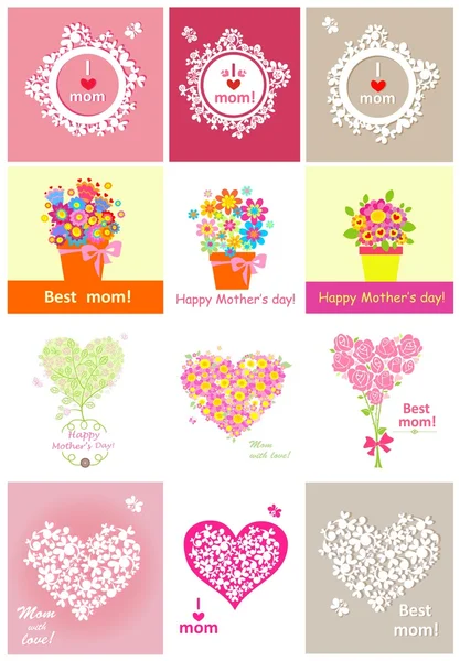 Collection of greeting cards for mothers day — Stock Vector