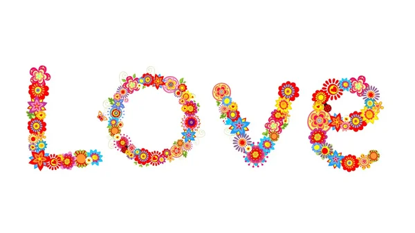 Fleurs lettre d'amour — Image vectorielle