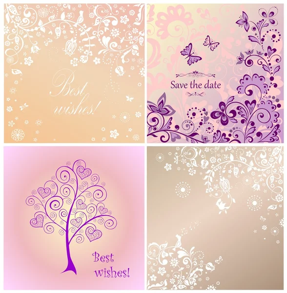 Belles cartes de mariage — Image vectorielle