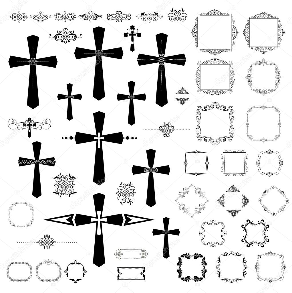 Vintage design with gothic crosses and retro frames