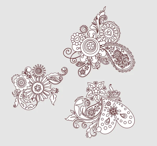 Mehndi floral design elements — Stock Vector
