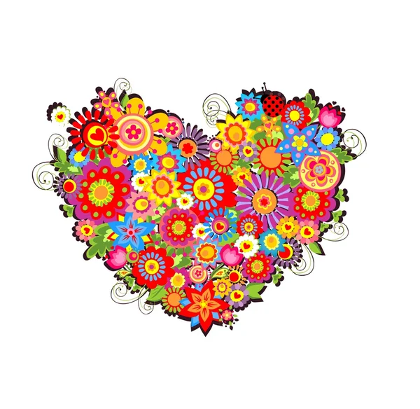 Kartkę z życzeniami z kształt kwiatowy serca — Wektor stockowy