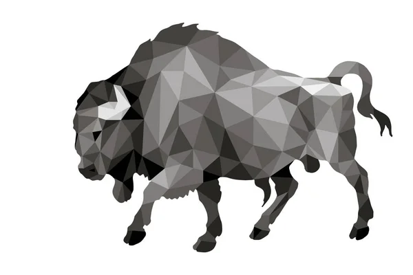 Bison Bull Elszigetelt Kép Fehér Alapon Alacsony Poli Stílusban — Stock Fotó