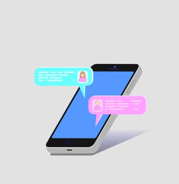 Akıllı telefon ekranındaki kuryedeki yazışmalar. Vektör