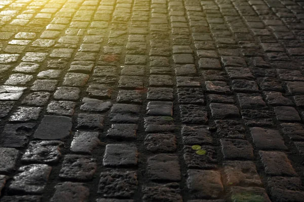 Geceleri Kaldırıma Taş Döşeyen Granit Arkaplan — Stok fotoğraf