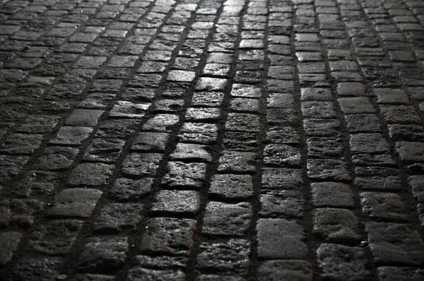 Granite Paving Stones Pavement Night Background — Stock Photo, Image