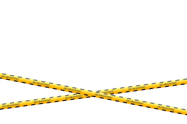 Fita de barreira amarela e preta cruzada com letras de quarentena. — Fotografia de Stock