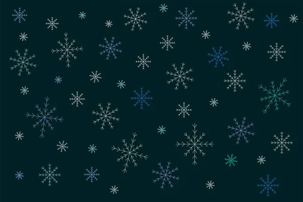 Святковий Різдвяний Фон Сніжинками Плоска Векторна Ілюстрація — стоковий вектор