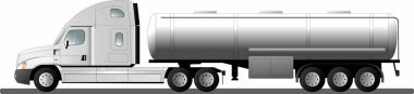 Beyaz üzerine izole edilmiş bir tank kamyonunun gerçekçi şablonu. Modern Ameikan kamyonu. Yol taşımacılığı