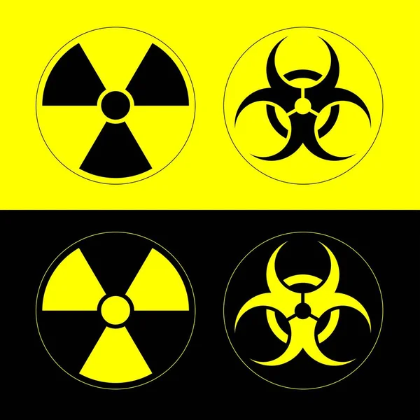 Radiation Hazard Sign Bio Hazard Sign Yellow Black Backgrounds Vector — Stock Vector