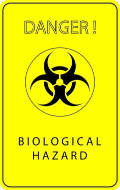 Sembolle birlikte sarı işaret ve yazıt biyolojik tehlike. Vektör illüstrasyonu.