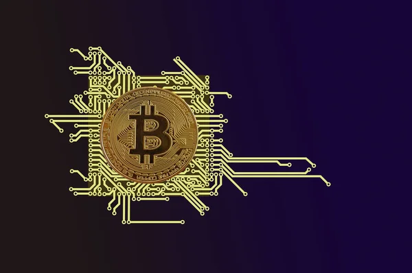 Bitcoin Coin Заднем Плане Платы Криптовалюта — стоковое фото