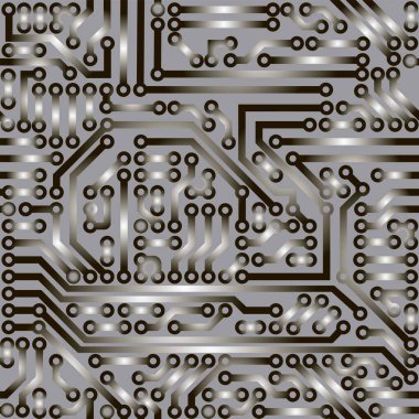 Devre panosu vektör arkaplanı, kusursuz desen. Elektriksel dürtü.