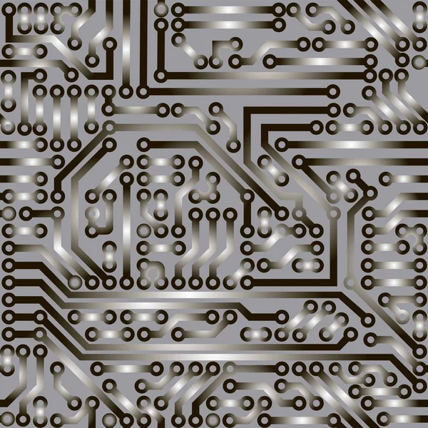 Circuit Board Vector Achtergrond Naadloos Patroon Elektrische Impuls — Stockvector