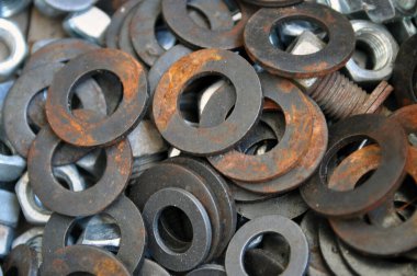 Bir çift montaj makinası. Düz metal çamaşır makinesi. Arkaplan, doku.