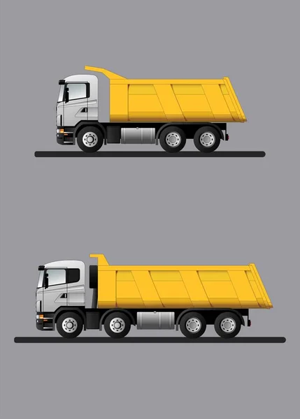 Conjunto Camiones Volquete Europeos Para Transporte Carga Granel Con Una — Vector de stock