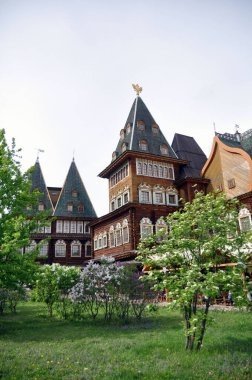 Moskova, Rusya - 23 Mayıs 2021: Kolomenskoye Parkı Çar Alexei Mikhailovich 'in tahta sarayı.