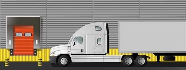American Trailer Gate Warehouse Logistics Center Flat Vector Illustration — Διανυσματικό Αρχείο
