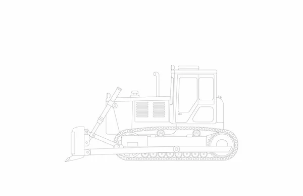 Esboço Vetorial Bulldozer Ganso Fundo Branco Ilustração Plana Vetorial — Vetor de Stock