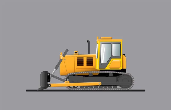 Bulldozer Ganso Amarelo Máquinas Construção Ilustração Vetorial Plana — Vetor de Stock